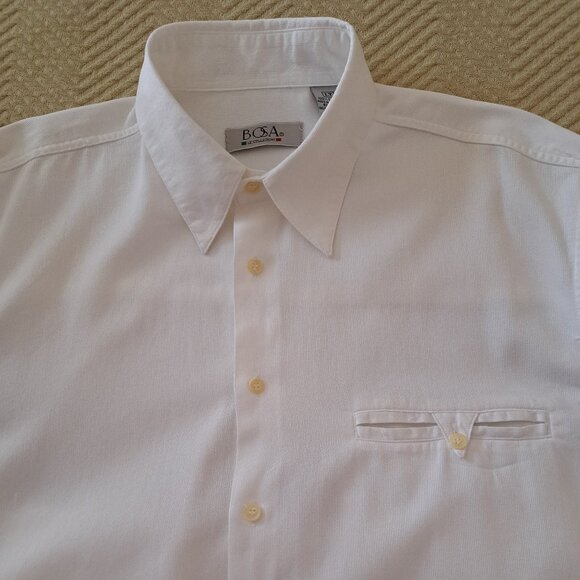 Italy Bosa Le Collezioni Piqué White Stylish Cotton Men Shirt VTG Size L Tall - Picture 4 of 11